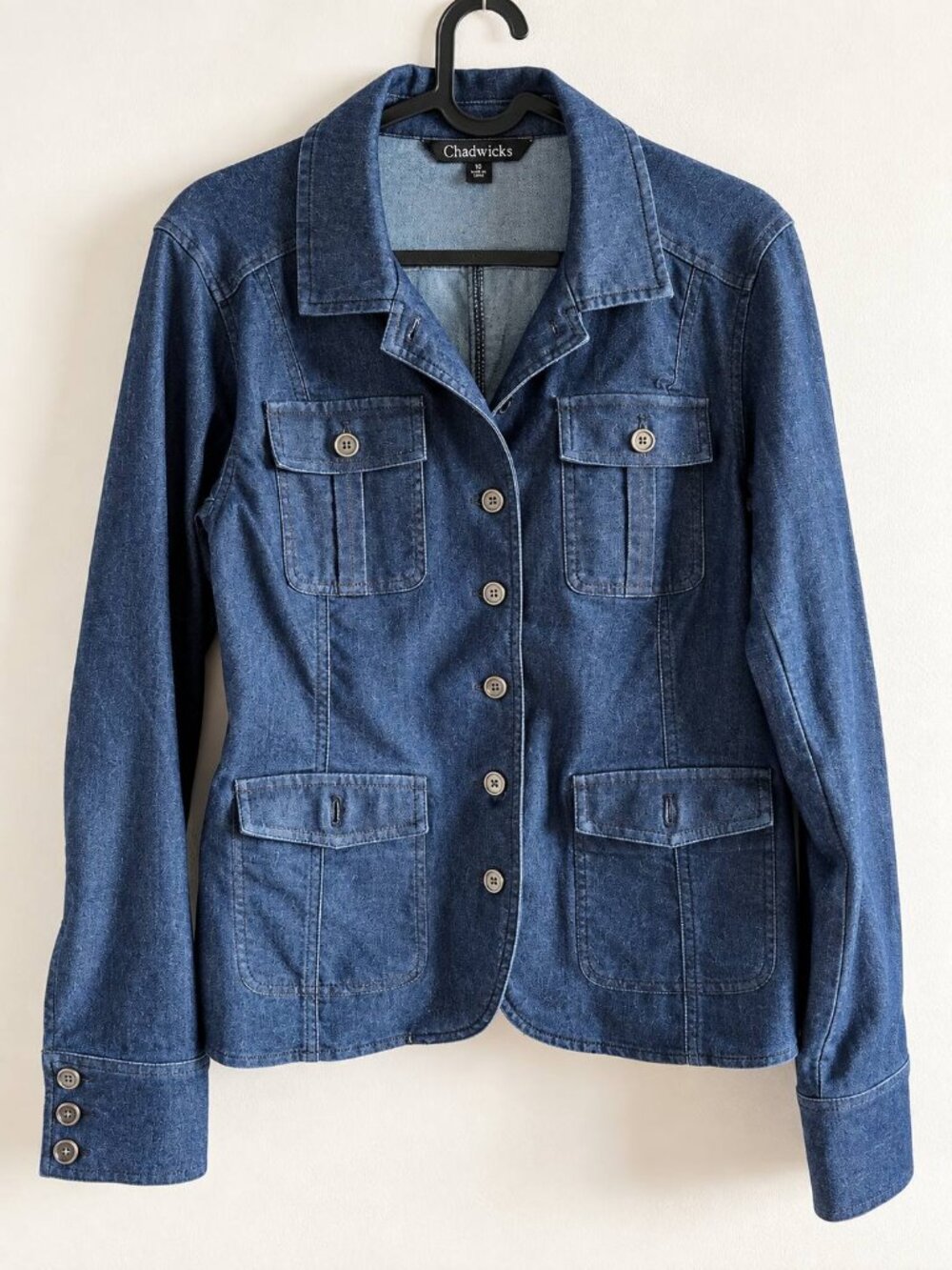 Chadwicks - Denim Utility Safari Jacket Dark Wash Y2K 4 Pocket - Women’s S